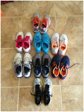 The Fleet.  The top 4 pair are my shoes, the bottom 4 are Jim’s shoes.