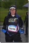 A very wet Sheila at the start of the Vancouver BMO Half Marathon.