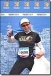 Finish of the Vancouver Half marathon, a very proud Moon jogger.