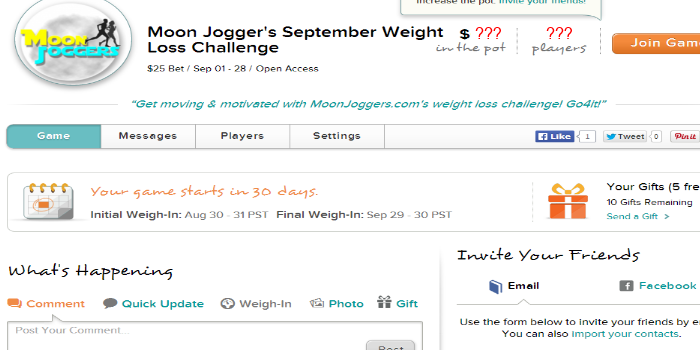 running weight loss challenge September 2014 - Moon Joggers