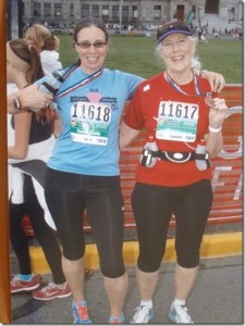 Catherine and coach Sheila after finishing an 8 km race.
